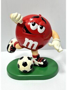M&Ms Red Soccer Player Candy Dispenser Kicking Soccer Ball, Figurine, GUC